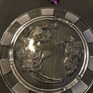 Beautiful floral glass platter